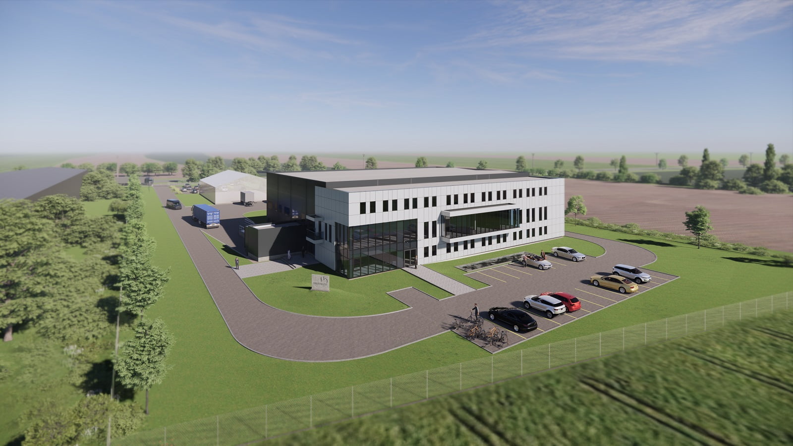 Biurowiec i hala produkcyjna - wizualizacja