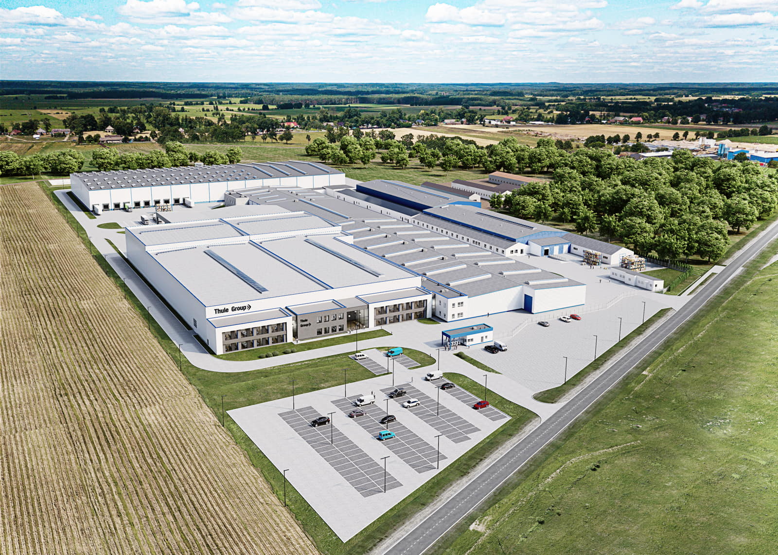 zakład produkcyjny wizualizacja z lotu ptaka